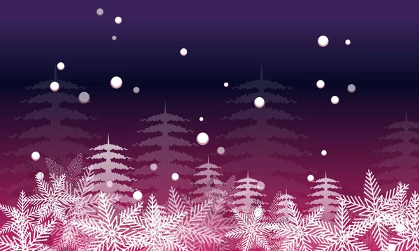 冬季雪片在紫色的梯度背景与雪球雨 简约主义 适用于墙纸 登岸页等 — 图库矢量图片