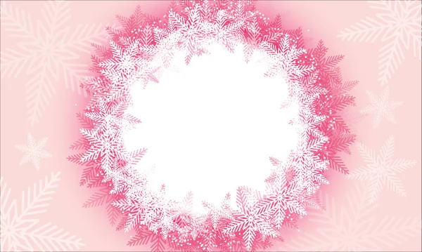 粉色背景上覆盖着圆形雪花 简约主义者 适用于墙纸 登岸页等 — 图库矢量图片
