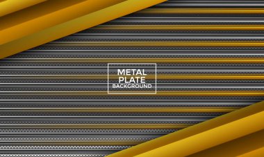 Köşeli gri altın çizgili metal arka plan. Minimalist, duvar kağıtları, afişler, oyunlar, kartlar, kitap illüstrasyonları, iniş sayfaları için uygun. İnşaat çelik plakası.