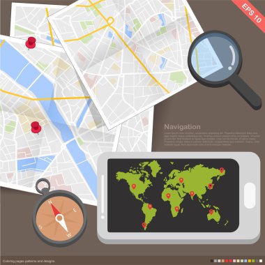 düz tasarım - infographics mobil uygulama gezinti kavramı