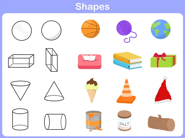 Leren van de shapes met object voor kinderen — Stockvector