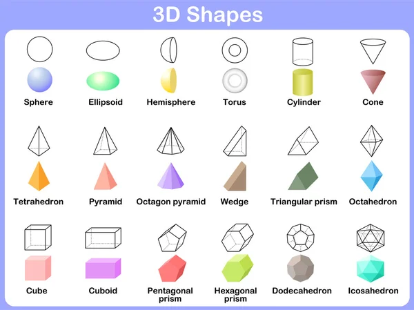 Learning the 3D shapes for kids — Stock Vector