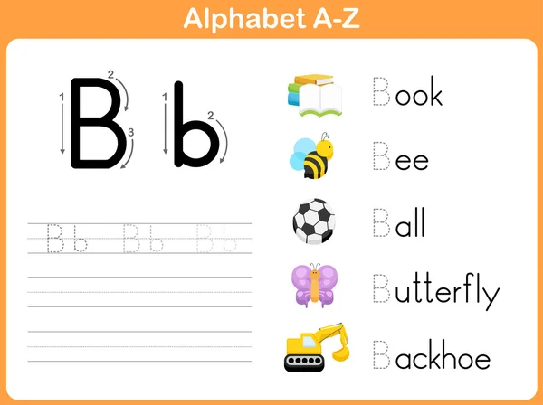 แผ่นงานการติดตามตัวอักษร: การเขียน A-Z — ภาพเวกเตอร์สต็อก