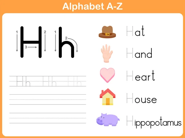 Feuille de calcul Alphabet Tracing : Écriture A-Z — Image vectorielle