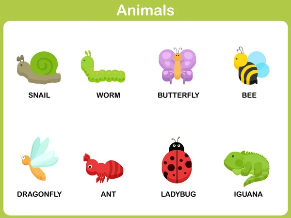 Söta vektor ställa av djur för barn: platt design — Stock vektor