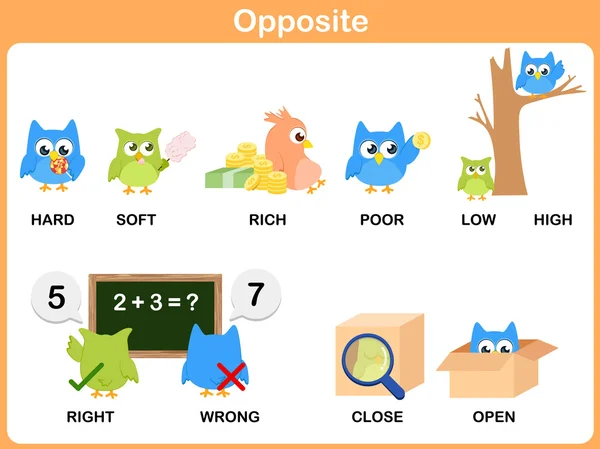 Mot opposé pour préscolaire — Image vectorielle