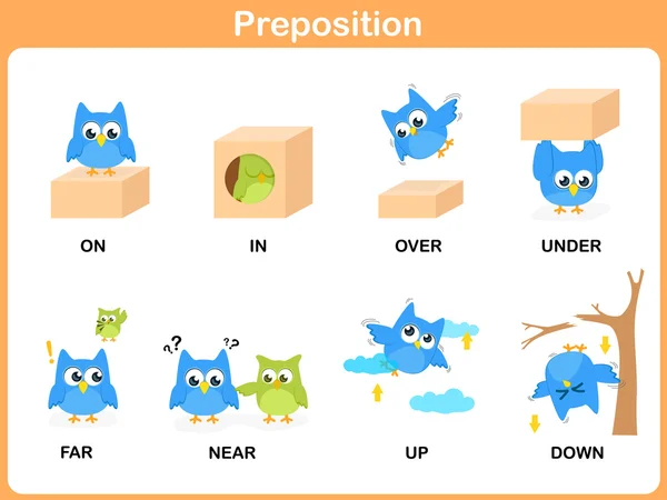 Préposition du mouvement pour la maternelle — Image vectorielle