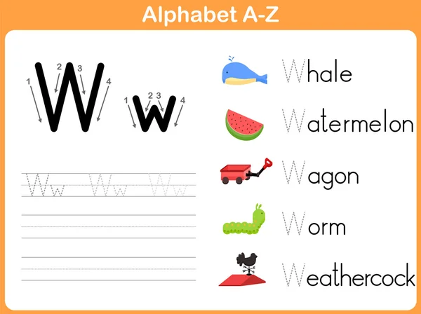 Tracing Worksheet: Writing A-Z — стоковый вектор