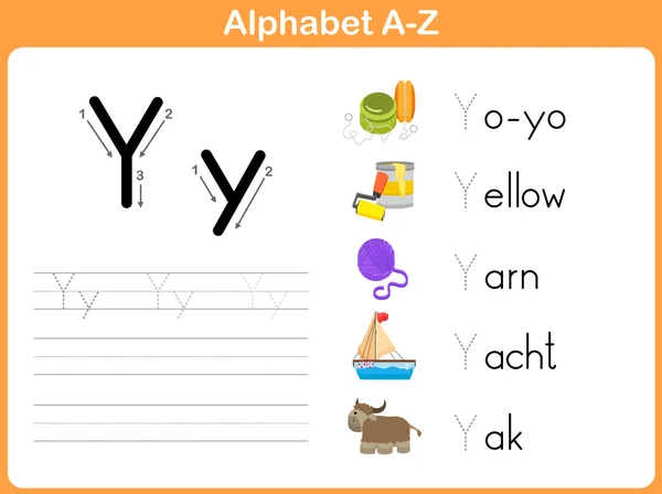 Arbeitsblatt zum Nachzeichnen des Alphabets: a-z schreiben — Stockvektor