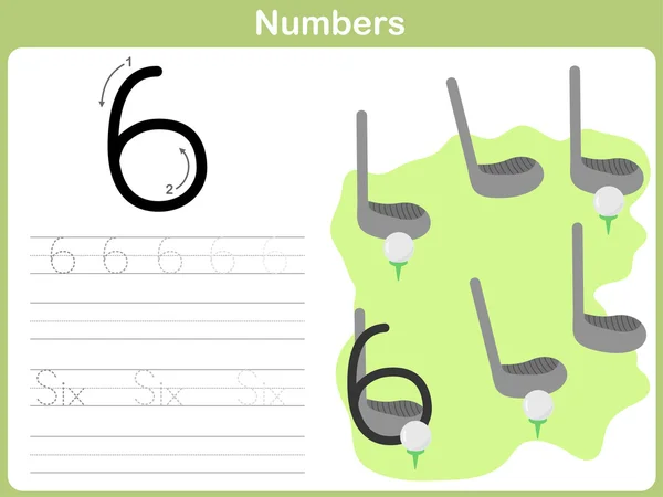 Nummer traceren werkblad: Schrijven van 0-9 — Stockvector