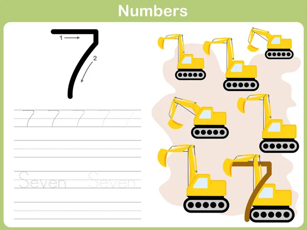 Nummer traceren werkblad: Schrijven van 0-9 — Stockvector