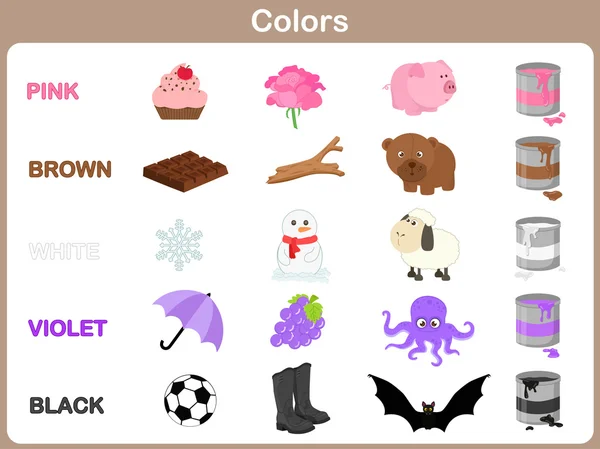 Apprendre les couleurs des objets pour les enfants — Image vectorielle