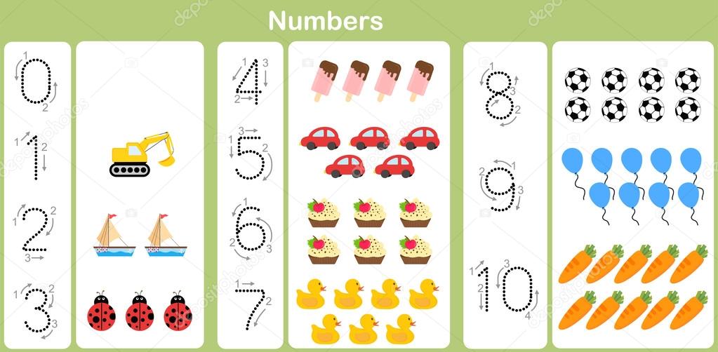 Number : counting and writing numbers to 10 for kids