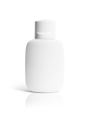 Beyaz bir arka plan üzerinde beyaz şişe tıraş losyonu Balsam
