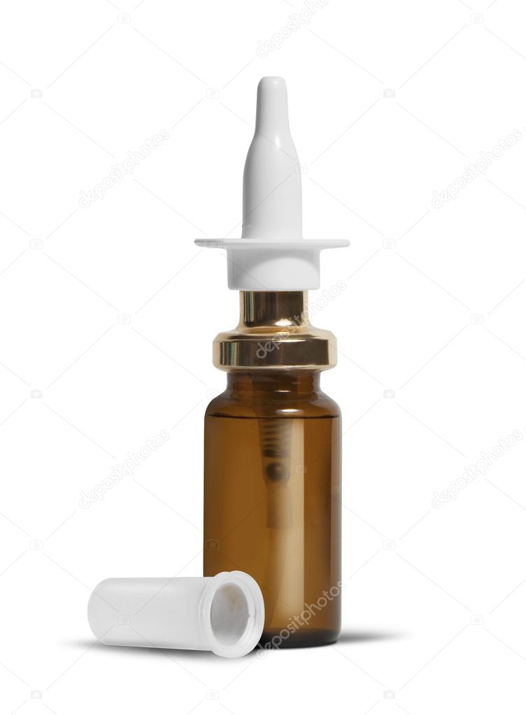 Nasal spray container isolated on white background.