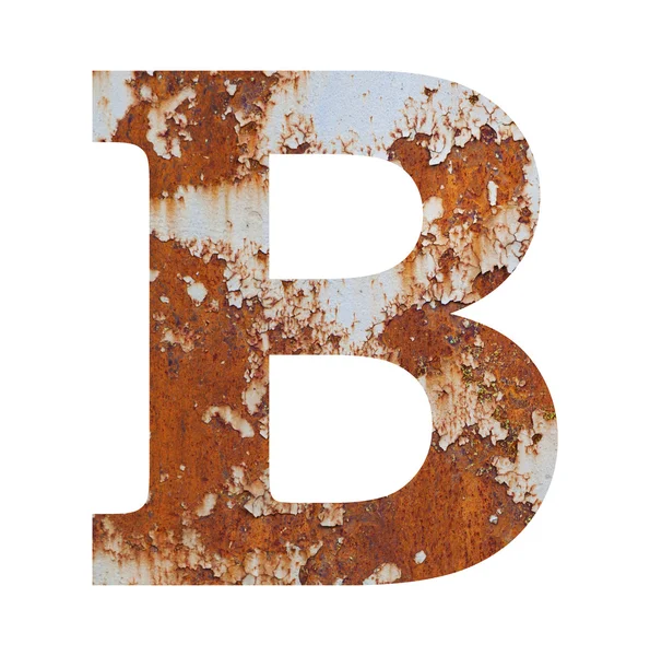 Gamla rostiga metall alfabetet, text b — Stockfoto