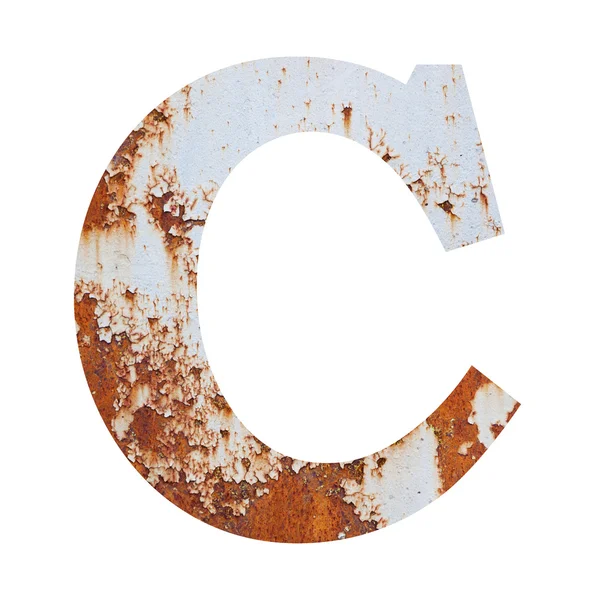 Old rusty metal alphabet, text C — Stock Photo, Image