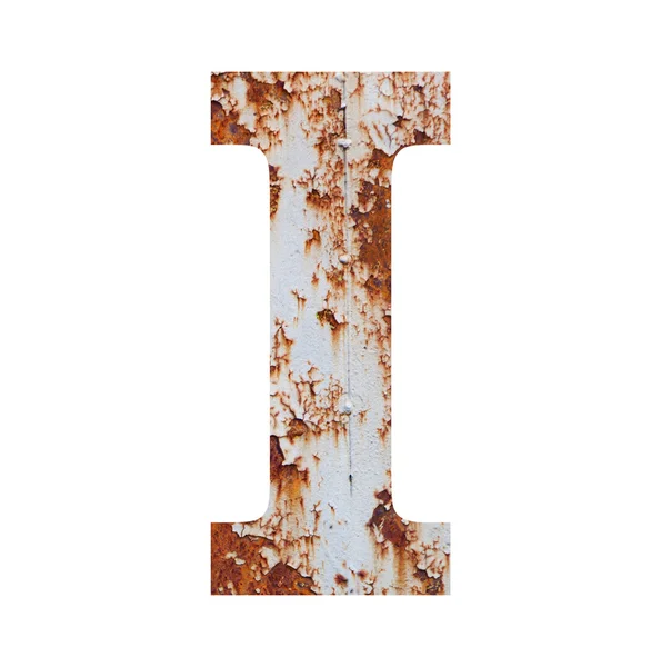 Старий іржавий металевий алфавіт, текст I — стокове фото