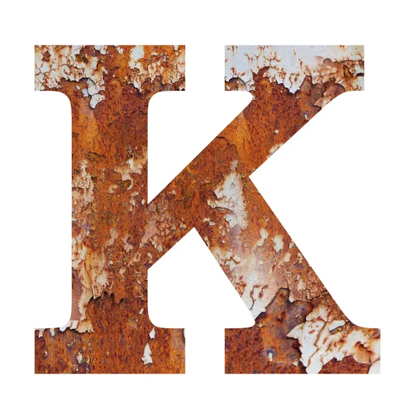 Eski paslı metal alfabesi, metin K — Stok fotoğraf