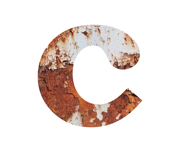 오래 된 녹슨 금속 알파벳, 텍스트 c — 스톡 사진