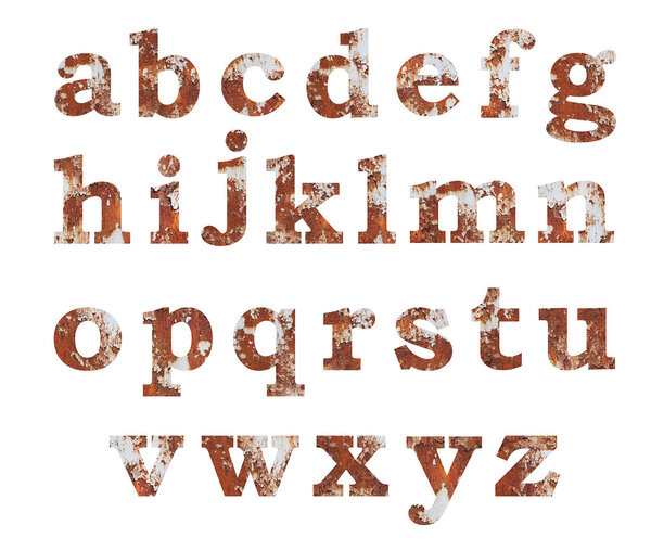 Old rusty metal alphabet set