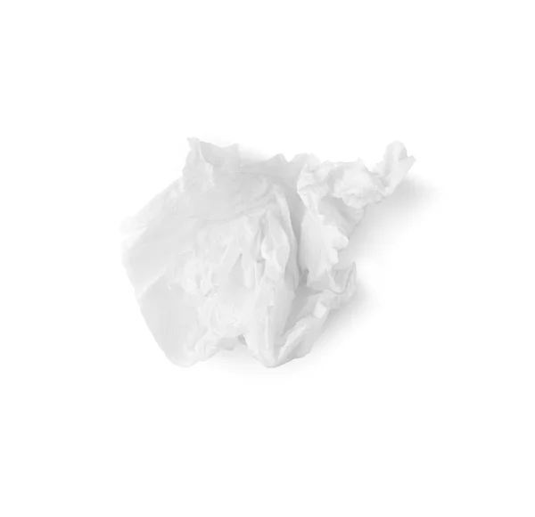 Rypistynyt paperi pallo eristetty valkoisella pohjalla — kuvapankkivalokuva