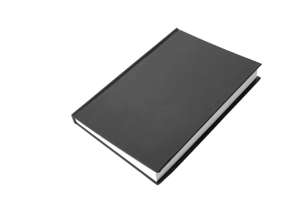 Fekete Notebook Papír Zárt Állapotban Van Közelkép Elszigetelt Fehér Háttér — Stock Fotó
