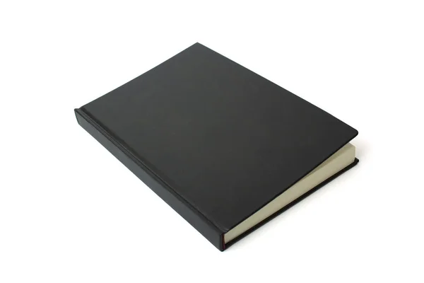黑色的笔记本纸处于封闭状态 被白色背景隔离的特写镜头 — 图库照片
