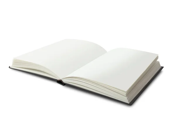 Empty Opened Notebook Closeup White Background Top View Diary Clipping — Stock Photo, Image