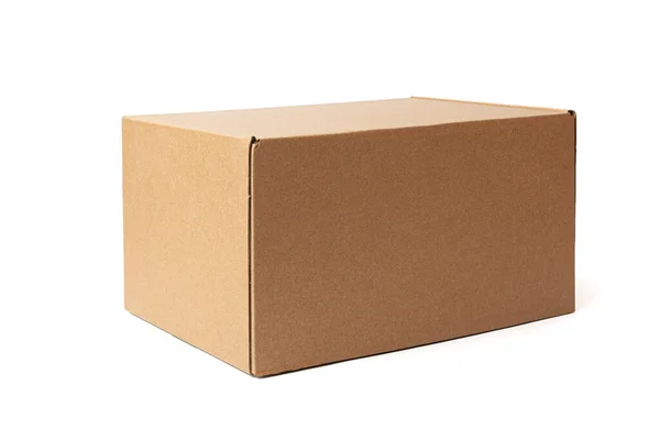 Close Cardboard Box White Background Stock Image