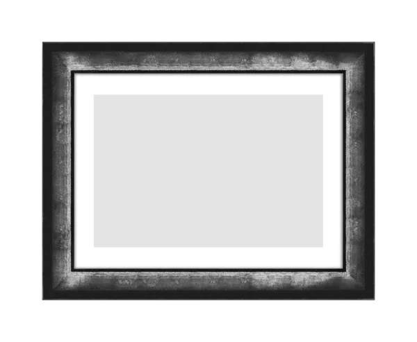 Old Black Wooden Frame Picture Photo Frame Mirror Isolated White — Stock Photo, Image