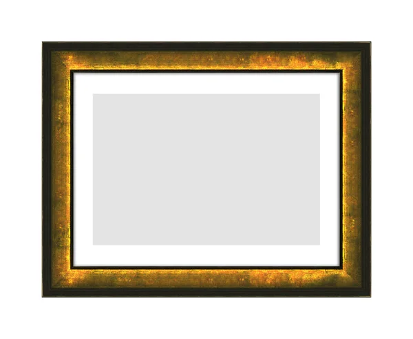 Old Black Wooden Frame Picture Photo Frame Mirror Isolated White — Stock Photo, Image