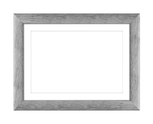 Old Gray Wooden Frame Picture Photo Frame Mirror Isolated White — Stock Photo, Image