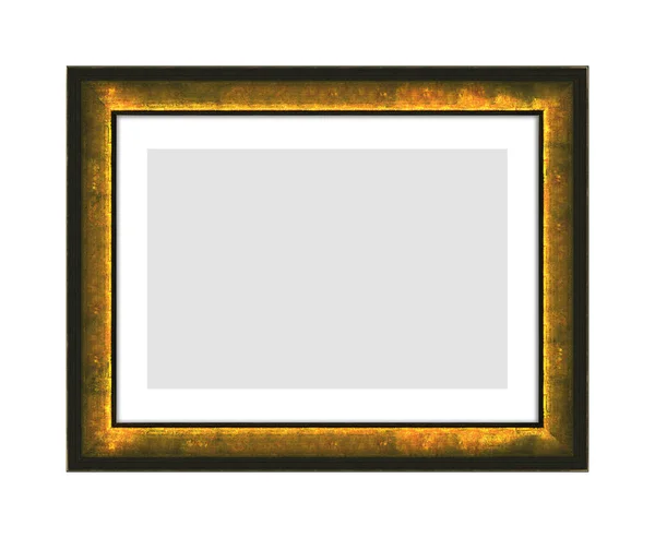 Old Black Wooden Frame Picture Photo Frame Mirror Isolated White — Stock Photo, Image