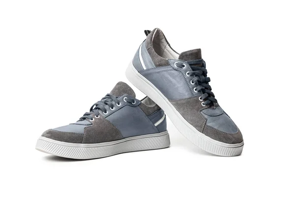 Sapatos Esportivos Casuais Azuis Sapatilha Isolada Fundo Branco — Fotografia de Stock