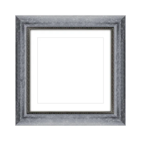 Grey Color Wooden Frame Picture Photo Frame Mirror Isolated White — Stock Photo, Image