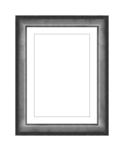 Grey Color Wooden Frame Picture Photo Frame Mirror Isolated White — Stock Photo, Image