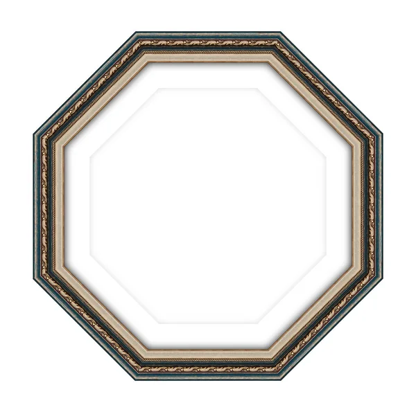 Polygonal Wooden Frame Picture Photo Frame Mirror Isolated White Background — Stock Photo, Image