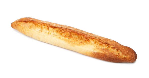 Baguette de pain. Freshly baked baguette isolated on white background, top view