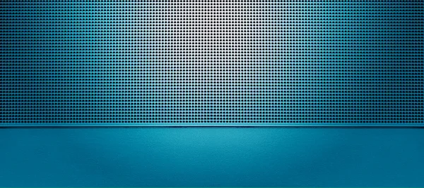 Spot Lit Perforated Blue Metal Plate Metal Background Close — Stock Photo, Image