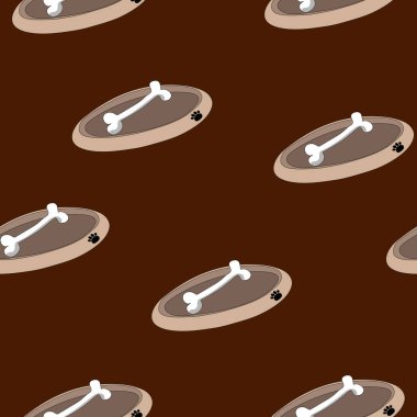 Kahverengi arka planda, pürüzsüz desenli köpek için kemik tepsisi.