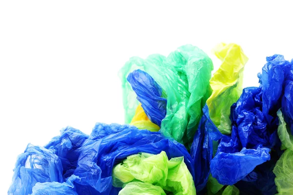 Sacchetti di plastica spazzatura su uno sfondo bianco — Foto Stock