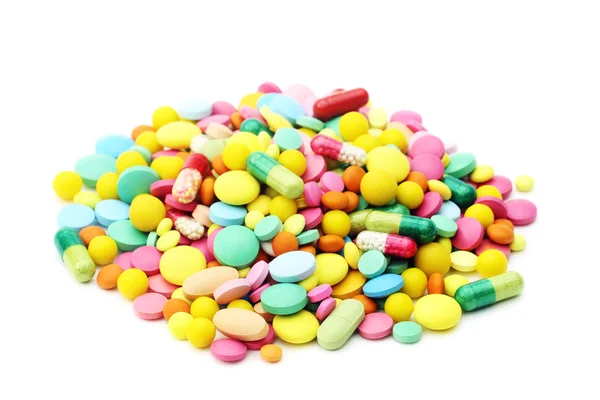 Colored pills isolated on a white background — Stock Photo, Image