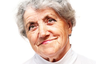 Yaşlı kadın gülümsemek yüz. Büyükanne