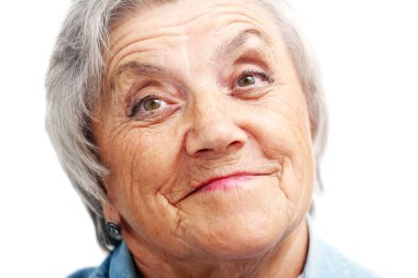 Yaşlı kadın gülümsemek yüz. Büyükanne