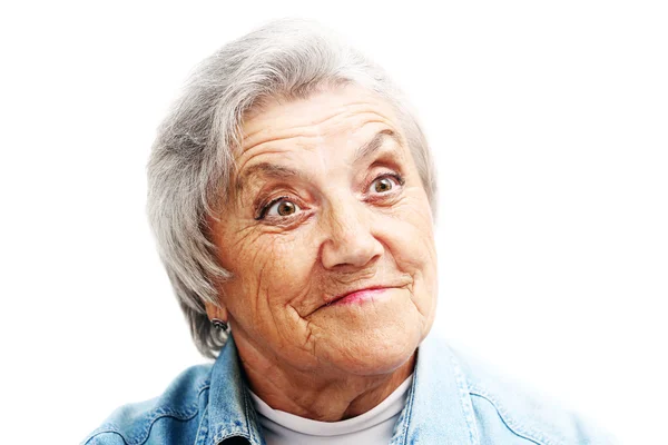 Sorprendida cara de abuela en blanco — Foto de Stock