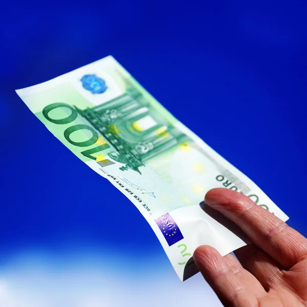 Euro in de hand — Stockfoto