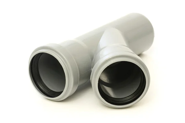 New gray drain pipe, isolated on a white background — Stock Photo, Image