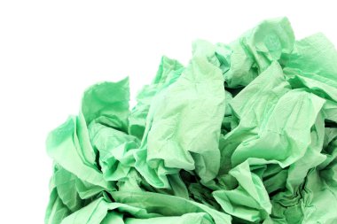 Yeşil Beyaz tuvalet kağıdına buruşuk