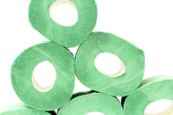 Beaucoup de rouleaux de papier toilette vert — Photo